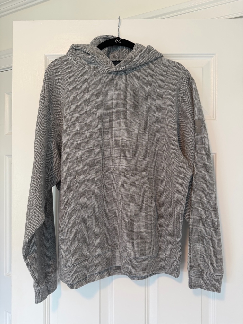 Plaid Gray Hooded Pullover Sweatshirt